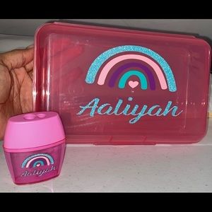 Personalized Pencil box  and pencil sharpener